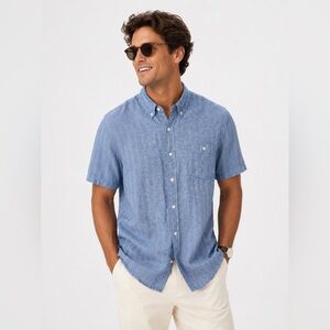 Weatherproof Vintage Linen Blend Button Up Shirt Men’s XXL Blue